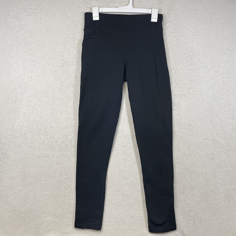 Title Nine Womens S Black Fleece Lined Leggings Thermaplush Zip Pocket Stretch